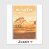 Botswana Illustration Travel Art Vintage Sticker (Vel)