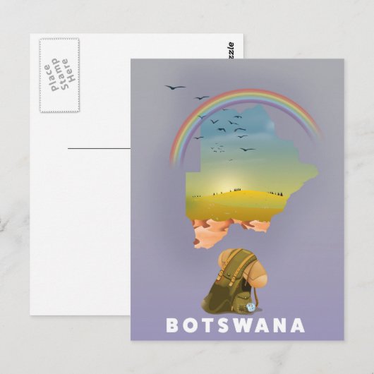 Botswana-kaart Briefkaart (Voorkant / Achterkant)