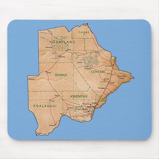 Botswana Kaart Mousepad Muismat (Voorkant)