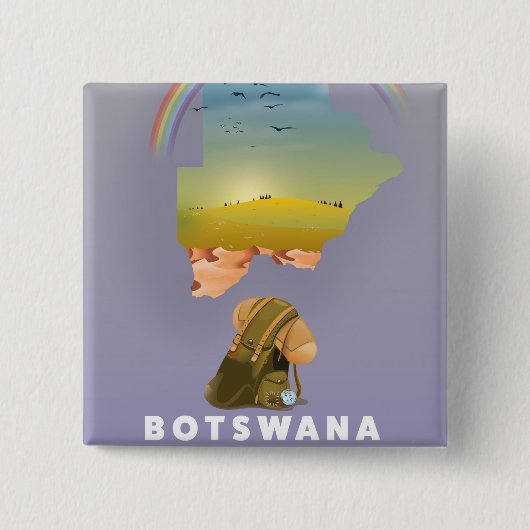 Botswana kaart vierkante button 5,1 cm (Voorkant)
