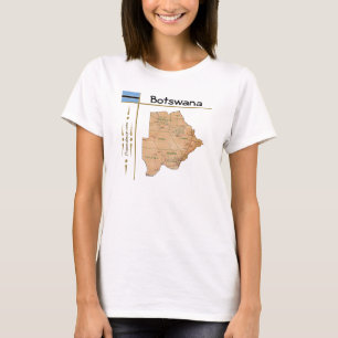 Botswana Kaart + Vlag + Titel T-Shirt