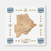 Botswana Map + Flags Magnet (Voorkant)