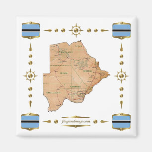 Botswana Map + Flags Magnet