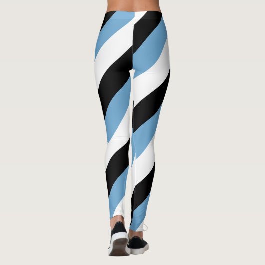 Botswana National Flag Colors Diagonal Striped Leggings (Achterkant)