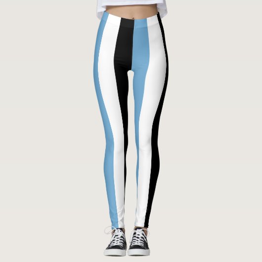 Botswana National Flag Colors Vertical Striped Leggings (Voorkant)