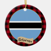 Botswana, Rode buffalo-pleister en Botswana-vlag Keramisch Ornament (Voorkant)