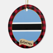 Botswana, Rode buffalo-pleister en Botswana-vlag Keramisch Ornament (Links)
