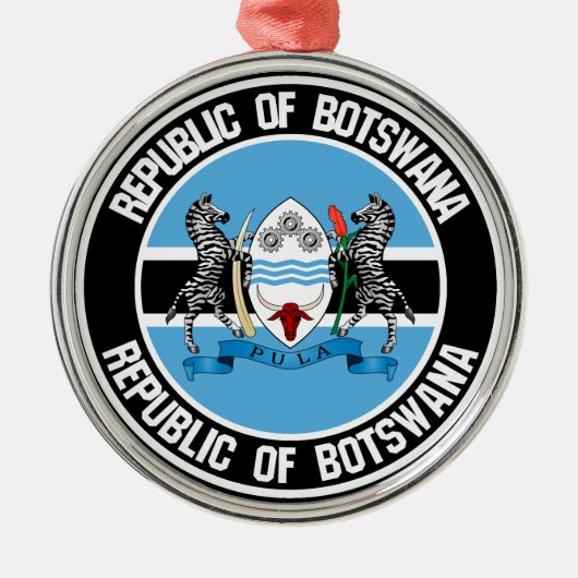 Botswana Round Emblem Metalen Ornament (Voorkant)