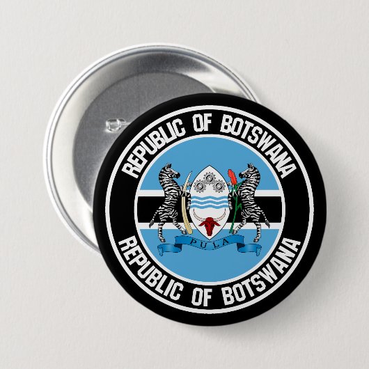 Botswana Round Emblem Ronde Button 7,6 Cm (Voorkant /achterkant)