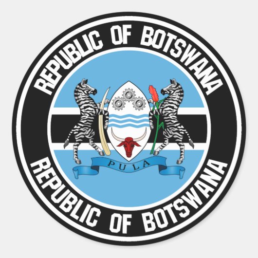 Botswana Round Emblem Ronde Sticker (Voorkant)