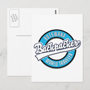Botswana rugzakker wereldreiziger logo. briefkaart
