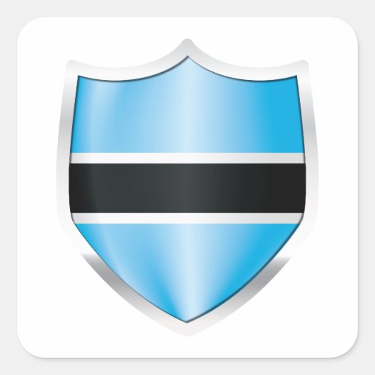 Botswana Silver Shield Flag Vierkante Sticker (Voorkant)