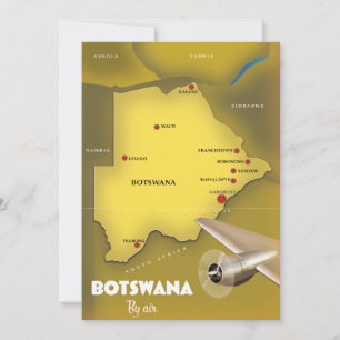 Botswana vintage stijl reisposter. houten wandkuns save the date