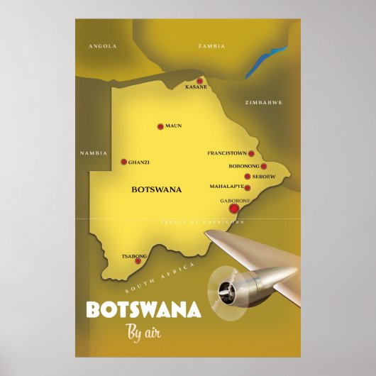 Botswana vintage stijl reisposter. poster (Voorkant)