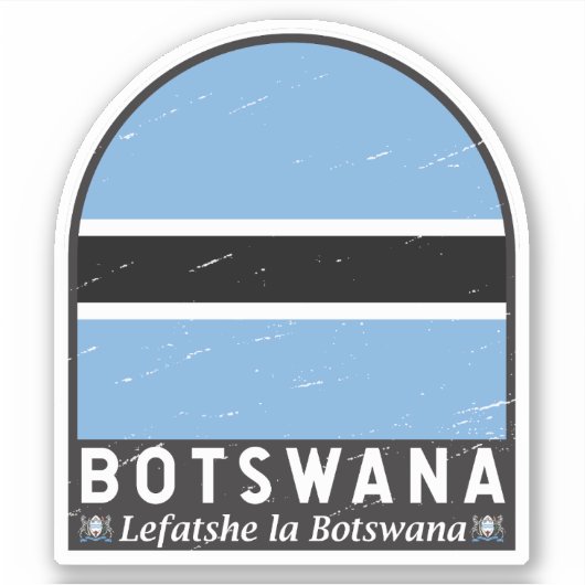 Botswana Vlag Embleem Verstoorde Vintage Sticker (Voorkant)