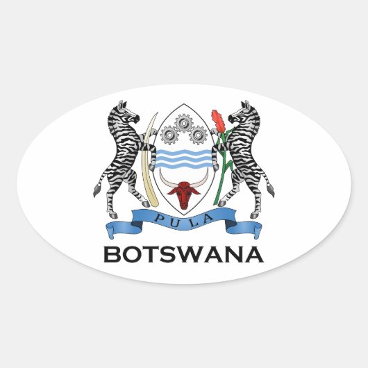 BOTSWANA - vlag/embleem/wapen/symbool Ovale Sticker (Voorkant)