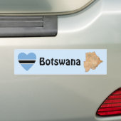 Botswana Vlag Hart + Landkaart Bumpersticker (Op auto)