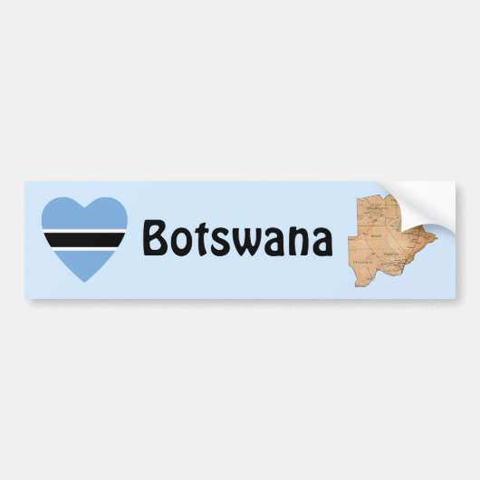 Botswana Vlag Hart + Landkaart Bumpersticker (Voorkant)
