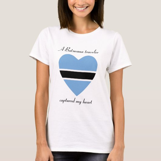 Botswana Vlag Hartendief T-Shirt (Voorkant)