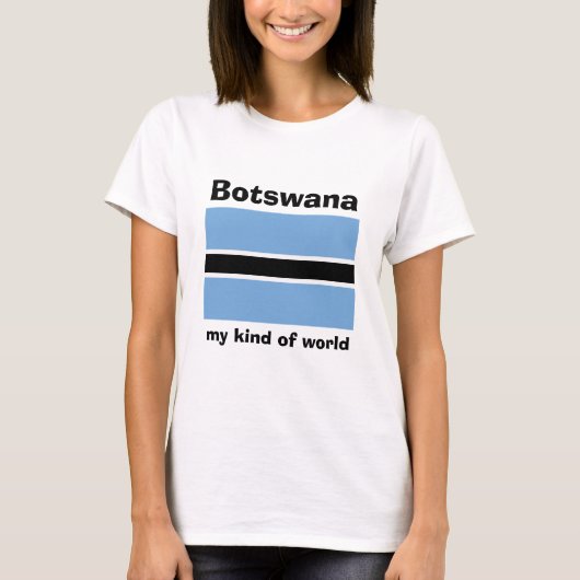 Botswana Vlag + Kaart + Tekst T-shirt (Voorkant)