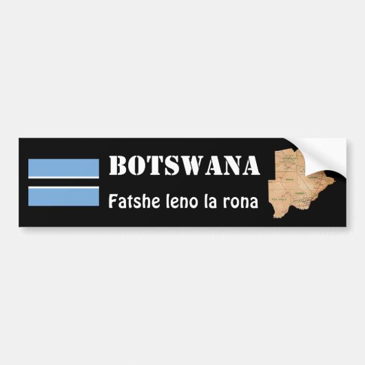 Botswana Vlag + Landkaart Bumpersticker (Voorkant)