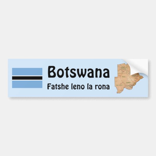 Botswana Vlag + Landkaart Bumpersticker (Voorkant)