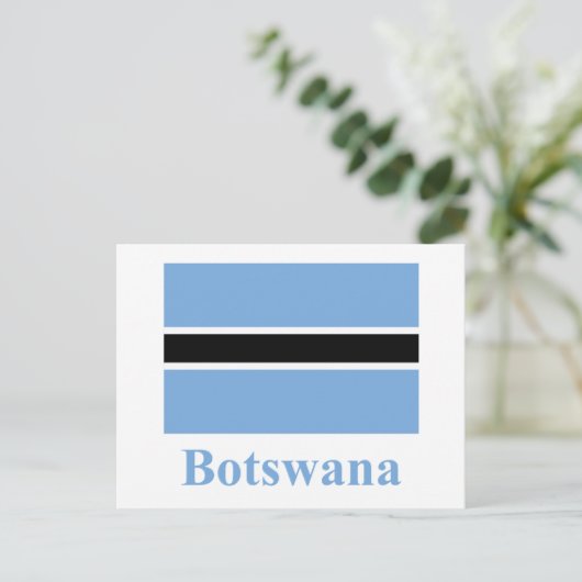 Botswana vlag met naam briefkaart (Staand voorkant)