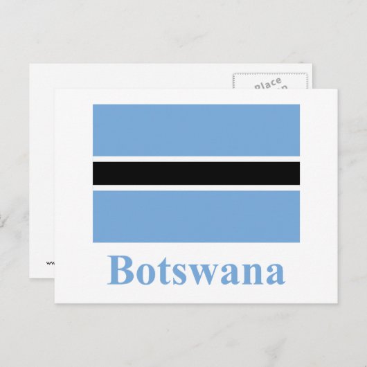 Botswana vlag met naam briefkaart (Voorkant / Achterkant)