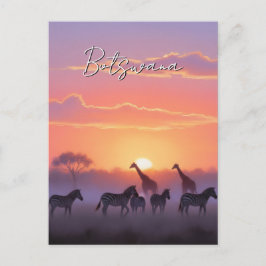 Botswana zonsondergang reizen briefkaart