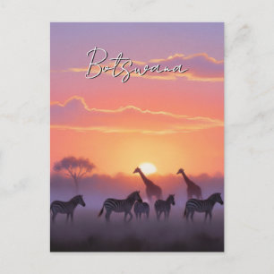 Botswana zonsondergang reizen briefkaart
