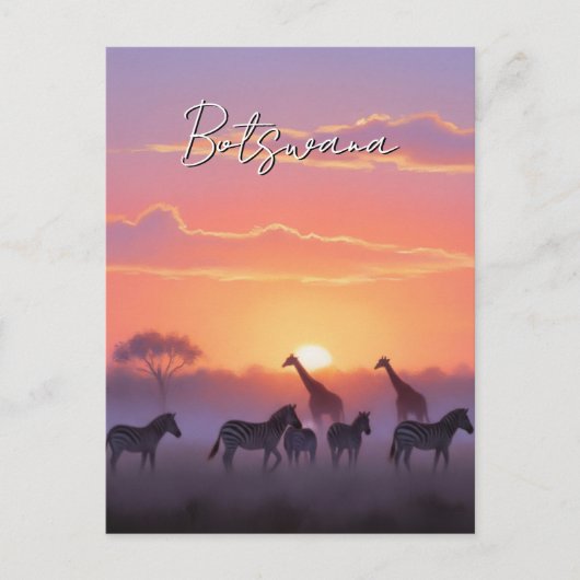 Botswana zonsondergang reizen briefkaart (Voorkant)
