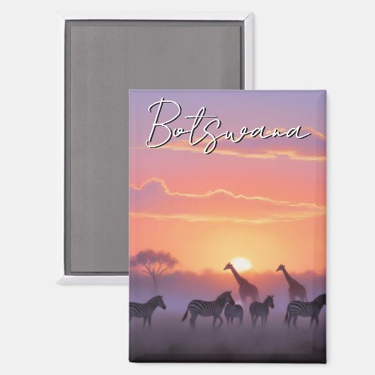 Botswana zonsondergang reizen magneet (Voorkant / Achterkant)
