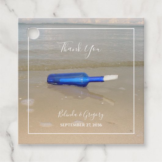 Bottelaar op het strand bedankjes labels (Voorkant)