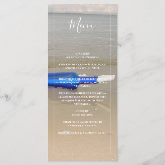 Bottelaar op het strand menu (Voorkant)