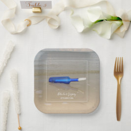 Bottelaar op het strand papieren bordje