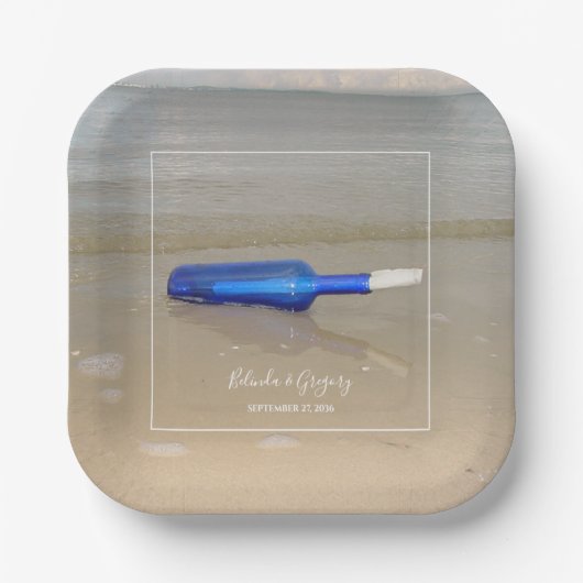 Bottelaar op het strand papieren bordje (Voorkant)