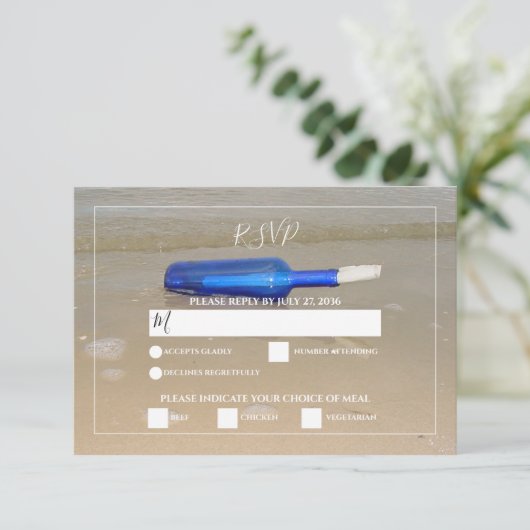 Bottelaar op het strand RSVP kaartje (Staand voorkant)