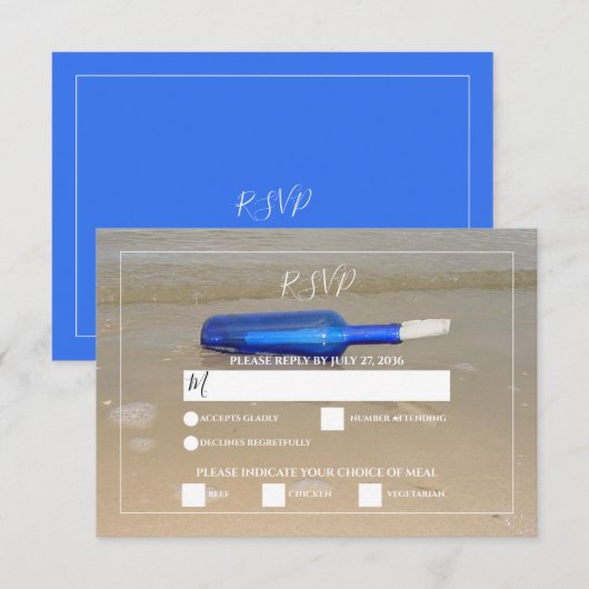 Bottelaar op het strand RSVP kaartje (Voorkant / Achterkant)