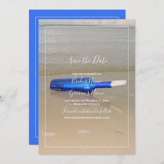 Bottelaar op het strand save the date (Voorkant / Achterkant)