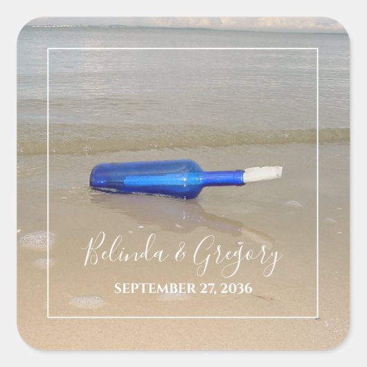 Bottelaar op het strand vierkante sticker (Voorkant)