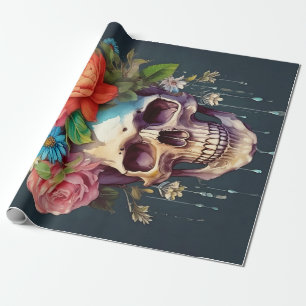 Botten en Bloemen, Schedel & Tuinbloemen Cadeaupapier