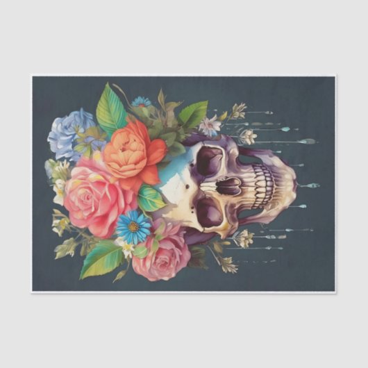 Botten en Bloemen, Schedel & Tuinbloemen Tissuepapier (Voorkant)