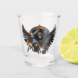 Botten en magie, skelet met de mystieke dobbelsten shot glas