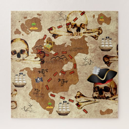 Botten en vellen Pirate Treasure Island Map Legpuzzel (Verticaal)