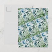 BOTTEN IN DE GARDEN SKELETON, FOLK ART MOON FEESTDAGENKAART (Voorkant / Achterkant)