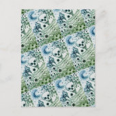 BOTTEN IN DE GARDEN SKELETON, FOLK ART MOON FEESTDAGENKAART (Voorkant)