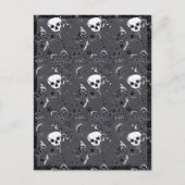 BOTTEN IN DE GARDEN SKELETON, FOLK ART MOON, MOTH FEESTDAGENKAART (Voorkant)