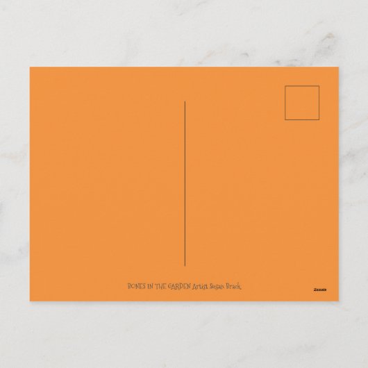 BOTTEN IN DE GARDEN SKELETON, FOLK ART MOON MOTH H FEESTDAGENKAART (Achterkant)