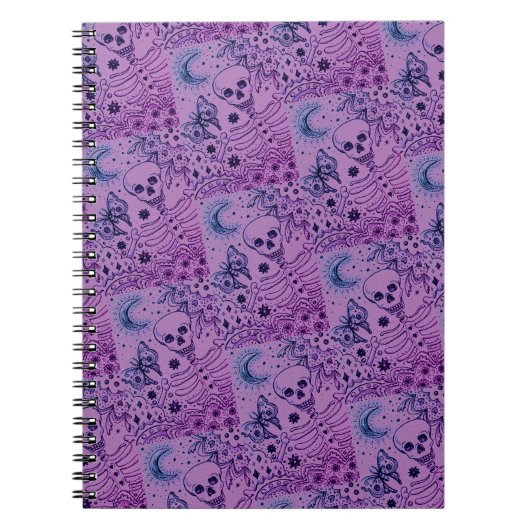 BOTTEN IN DE GARDEN SKELETON, FOLK ART MOON, MOTH NOTITIEBOEK (Voorkant)