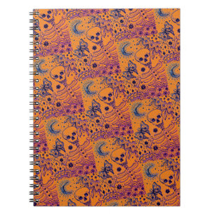 BOTTEN IN DE GARDEN SKELETON, FOLK ART MOON, MOTH NOTITIEBOEK
